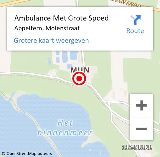 Locatie op kaart van de 112 melding: Ambulance Met Grote Spoed Naar Appeltern, Molenstraat op 29 april 2017 02:05