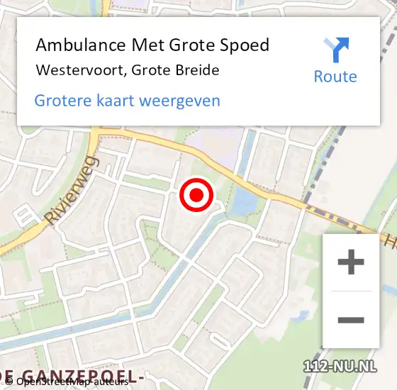 Locatie op kaart van de 112 melding: Ambulance Met Grote Spoed Naar Westervoort, Grote Breide op 29 april 2017 02:10