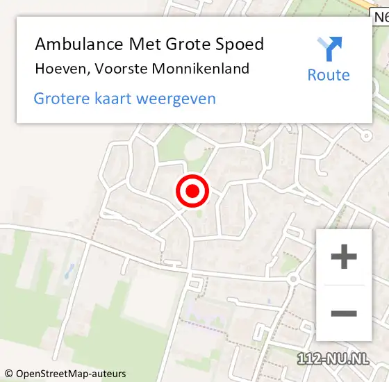 Locatie op kaart van de 112 melding: Ambulance Met Grote Spoed Naar Hoeven, Voorste Monnikenland op 29 april 2017 03:35