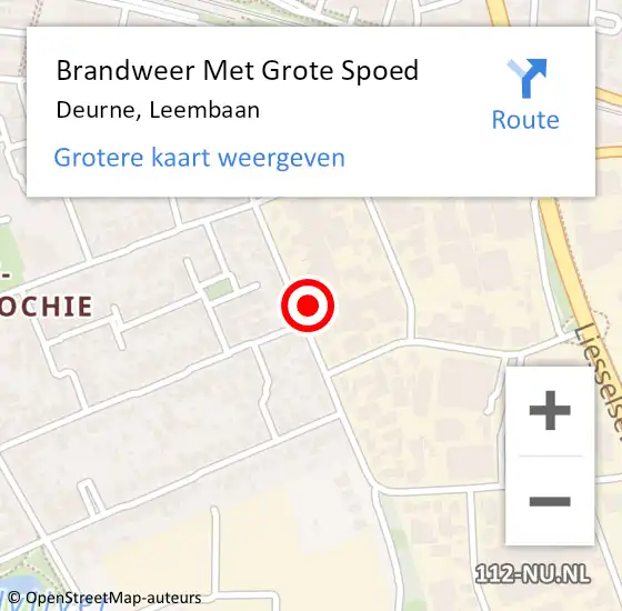 Locatie op kaart van de 112 melding: Brandweer Met Grote Spoed Naar Deurne, Leembaan op 29 april 2017 03:40