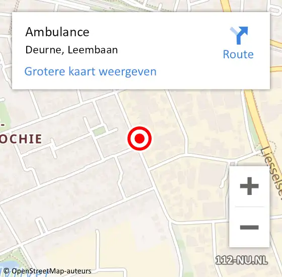 Locatie op kaart van de 112 melding: Ambulance Deurne, Leembaan op 29 april 2017 03:44