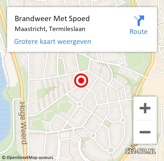 Locatie op kaart van de 112 melding: Brandweer Met Spoed Naar Maastricht, Termileslaan op 29 april 2017 04:40