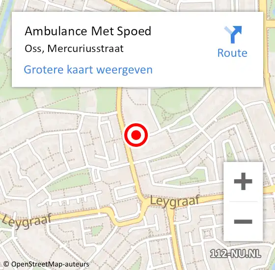 Locatie op kaart van de 112 melding: Ambulance Met Spoed Naar Oss, Mercuriusstraat op 29 april 2017 05:12