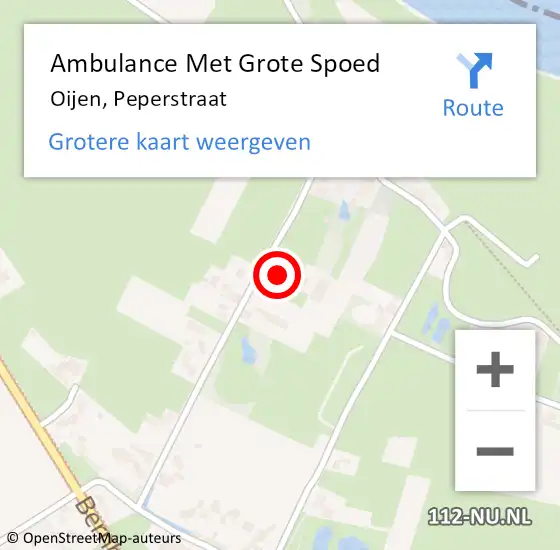 Locatie op kaart van de 112 melding: Ambulance Met Grote Spoed Naar Oijen, Peperstraat op 29 april 2017 05:56