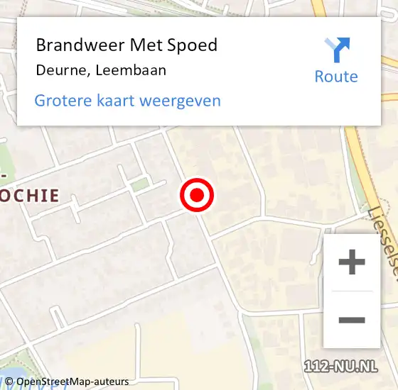 Locatie op kaart van de 112 melding: Brandweer Met Spoed Naar Deurne, Leembaan op 29 april 2017 08:26