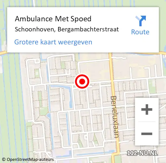 Locatie op kaart van de 112 melding: Ambulance Met Spoed Naar Schoonhoven, Bergambachterstraat op 29 april 2017 09:36