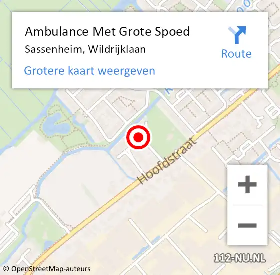 Locatie op kaart van de 112 melding: Ambulance Met Grote Spoed Naar Sassenheim, Wildrijklaan op 29 april 2017 10:00