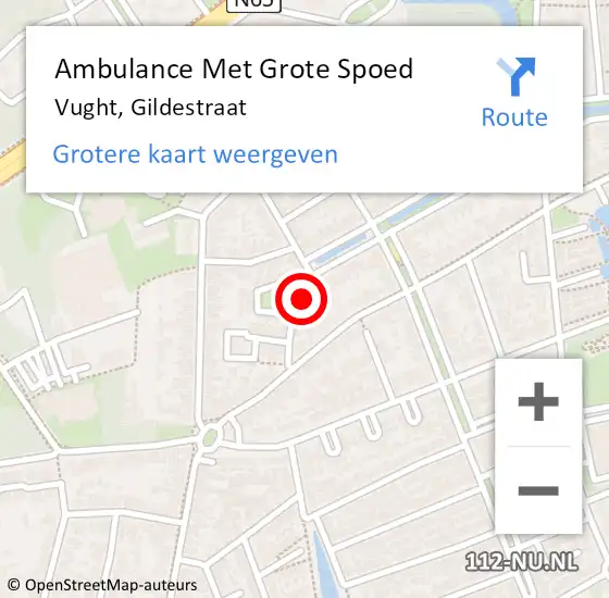 Locatie op kaart van de 112 melding: Ambulance Met Grote Spoed Naar Vught, Gildestraat op 29 april 2017 10:11