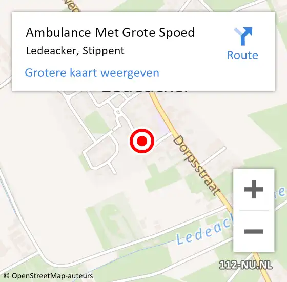 Locatie op kaart van de 112 melding: Ambulance Met Grote Spoed Naar Ledeacker, Stippent op 29 april 2017 10:13