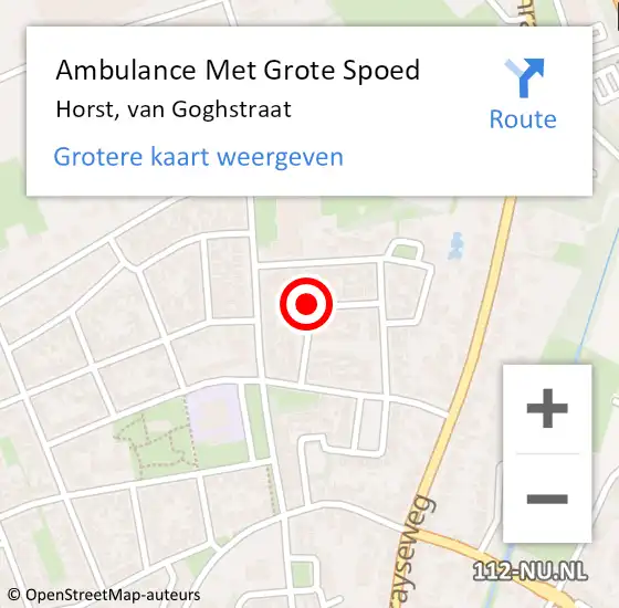 Locatie op kaart van de 112 melding: Ambulance Met Grote Spoed Naar Horst, van Goghstraat op 18 januari 2014 18:56