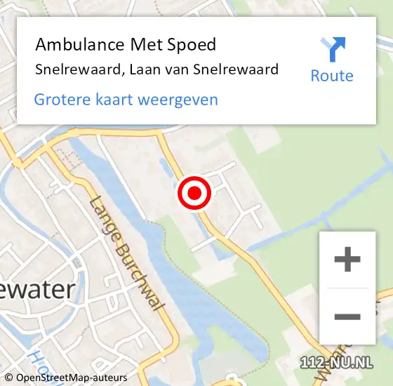 Locatie op kaart van de 112 melding: Ambulance Met Spoed Naar Snelrewaard, Laan van Snelrewaard op 29 april 2017 11:18