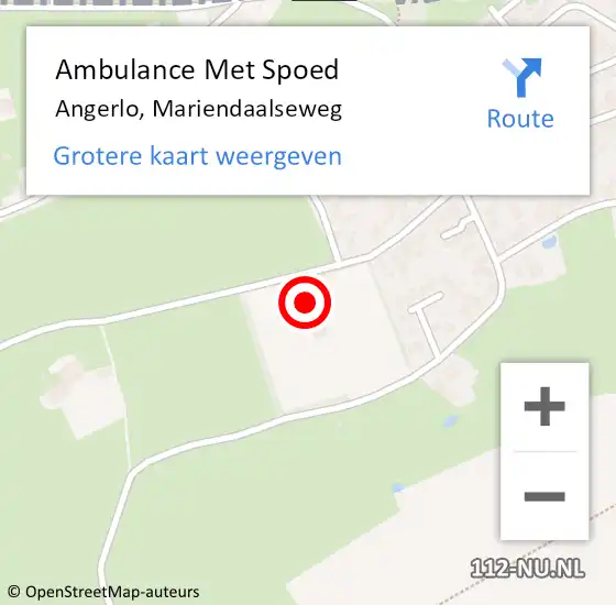 Locatie op kaart van de 112 melding: Ambulance Met Spoed Naar Angerlo, Mariendaalseweg op 29 april 2017 11:53