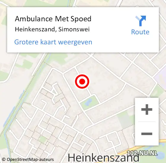 Locatie op kaart van de 112 melding: Ambulance Met Spoed Naar Heinkenszand, Simonswei op 29 april 2017 12:27