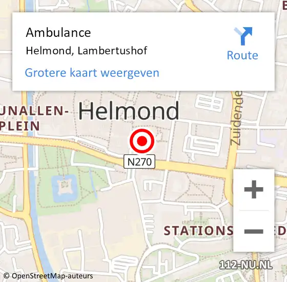 Locatie op kaart van de 112 melding: Ambulance Helmond, Lambertushof op 29 april 2017 12:44