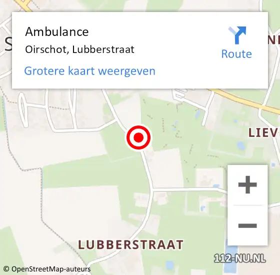 Locatie op kaart van de 112 melding: Ambulance Oirschot, Lubberstraat op 29 april 2017 13:41