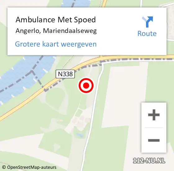 Locatie op kaart van de 112 melding: Ambulance Met Spoed Naar Angerlo, Mariendaalseweg op 29 april 2017 13:57