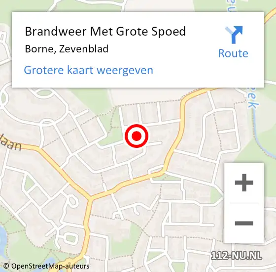 Locatie op kaart van de 112 melding: Brandweer Met Grote Spoed Naar Borne, Zevenblad op 29 april 2017 14:32