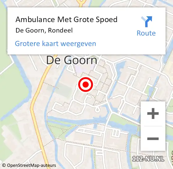 Locatie op kaart van de 112 melding: Ambulance Met Grote Spoed Naar De Goorn, Rondeel op 29 april 2017 14:53