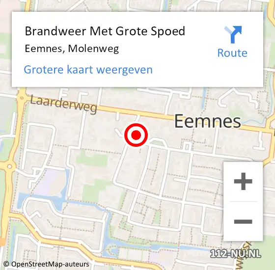 Locatie op kaart van de 112 melding: Brandweer Met Grote Spoed Naar Eemnes, Molenweg op 29 april 2017 15:21