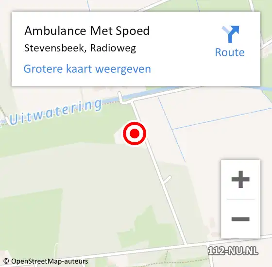 Locatie op kaart van de 112 melding: Ambulance Met Spoed Naar Stevensbeek, Radioweg op 29 april 2017 15:26