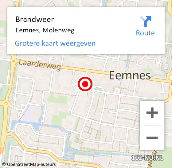 Locatie op kaart van de 112 melding: Brandweer Eemnes, Molenweg op 29 april 2017 15:30