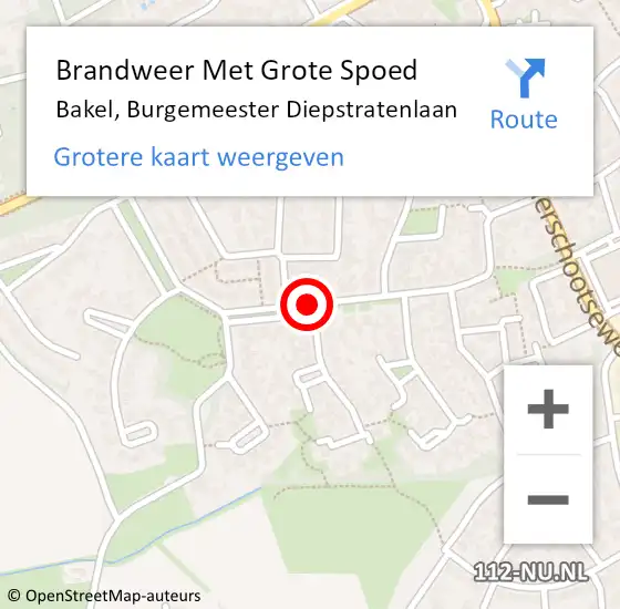 Locatie op kaart van de 112 melding: Brandweer Met Grote Spoed Naar Bakel, Burgemeester Diepstratenlaan op 29 april 2017 15:40
