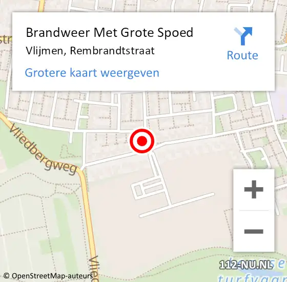 Locatie op kaart van de 112 melding: Brandweer Met Grote Spoed Naar Vlijmen, Rembrandtstraat op 29 april 2017 15:58