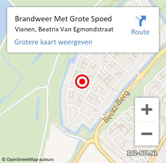 Locatie op kaart van de 112 melding: Brandweer Met Grote Spoed Naar Vianen, Beatrix Van Egmondstraat op 29 april 2017 16:15