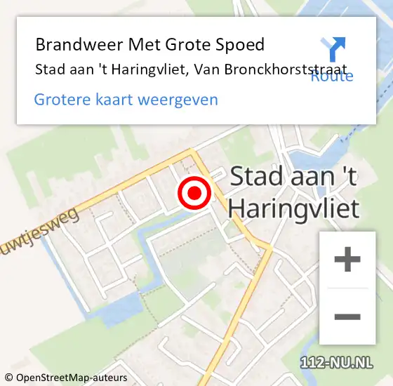 Locatie op kaart van de 112 melding: Brandweer Met Grote Spoed Naar Stad aan 't Haringvliet, Van Bronckhorststraat op 29 april 2017 17:06