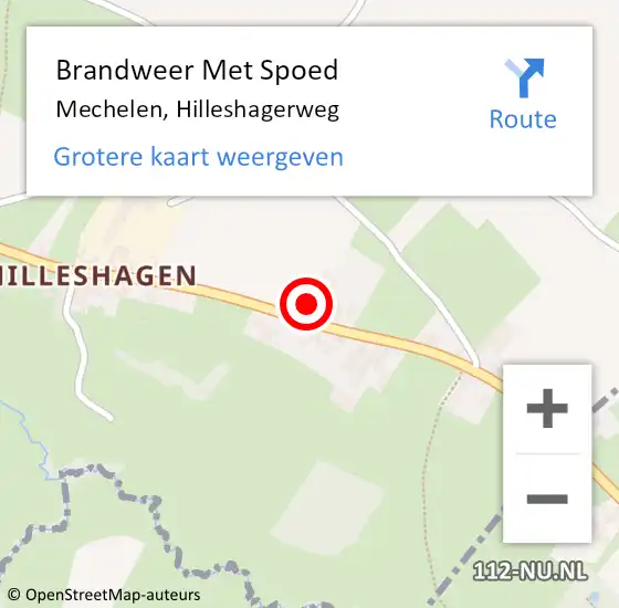 Locatie op kaart van de 112 melding: Brandweer Met Spoed Naar Mechelen, Hilleshagerweg op 29 april 2017 18:33