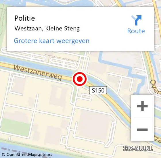 Locatie op kaart van de 112 melding: Politie Westzaan, Kleine Steng op 29 april 2017 18:33