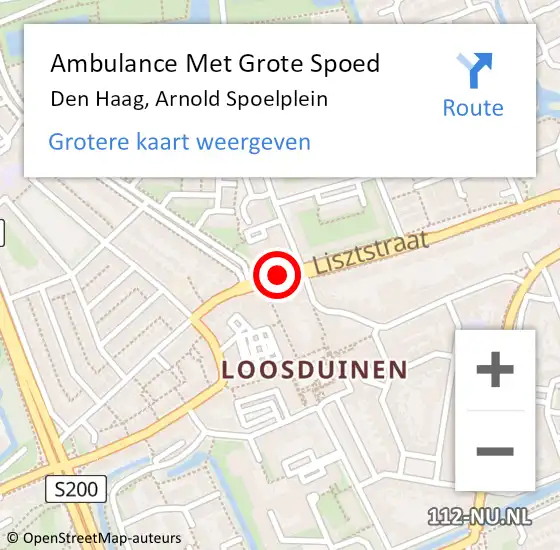 Locatie op kaart van de 112 melding: Ambulance Met Grote Spoed Naar Den Haag, Arnold Spoelplein op 29 april 2017 18:49