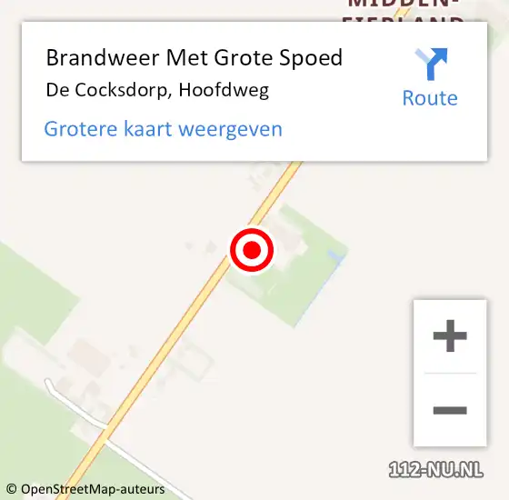 Locatie op kaart van de 112 melding: Brandweer Met Grote Spoed Naar De Cocksdorp, Hoofdweg op 29 april 2017 19:10