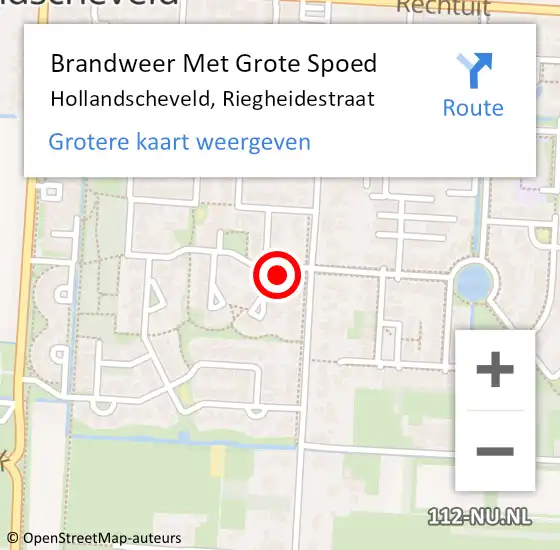Locatie op kaart van de 112 melding: Brandweer Met Grote Spoed Naar Hollandscheveld, Riegheidestraat op 29 april 2017 20:55