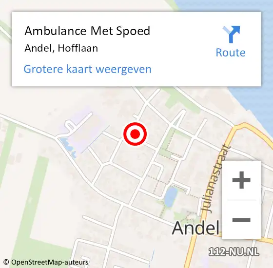 Locatie op kaart van de 112 melding: Ambulance Met Spoed Naar Andel, Hofflaan op 29 april 2017 21:23