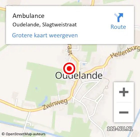 Locatie op kaart van de 112 melding: Ambulance Oudelande, Slagtweistraat op 29 april 2017 21:46