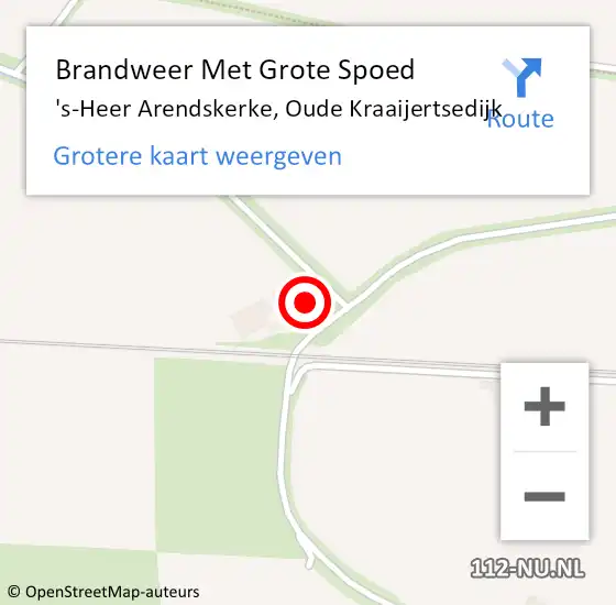 Locatie op kaart van de 112 melding: Brandweer Met Grote Spoed Naar 's-Heer Arendskerke, Oude Kraaijertsedijk op 29 april 2017 22:08