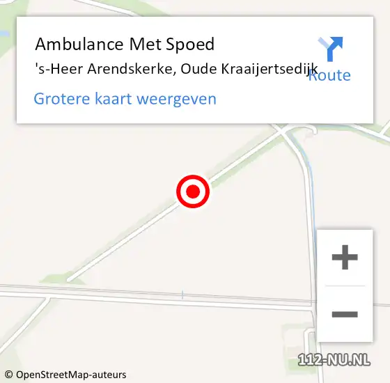 Locatie op kaart van de 112 melding: Ambulance Met Spoed Naar 's-Heer Arendskerke, Oude Kraaijertsedijk op 29 april 2017 22:17