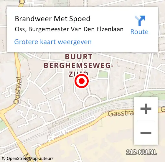 Locatie op kaart van de 112 melding: Brandweer Met Spoed Naar Oss, Burgemeester Van Den Elzenlaan op 29 april 2017 22:30