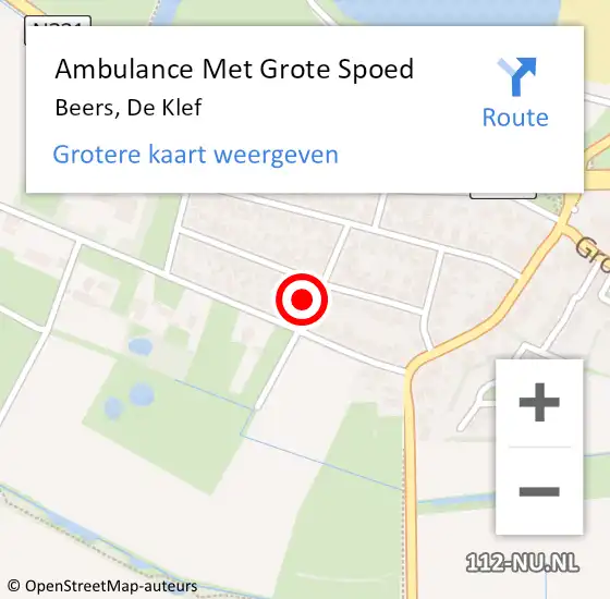 Locatie op kaart van de 112 melding: Ambulance Met Grote Spoed Naar Beers, De Klef op 29 april 2017 23:08