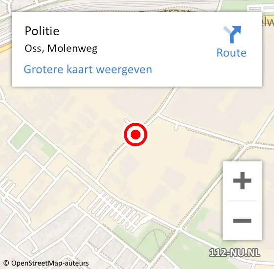 Locatie op kaart van de 112 melding: Politie Oss, Molenweg op 30 april 2017 00:27