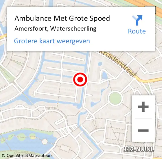 Locatie op kaart van de 112 melding: Ambulance Met Grote Spoed Naar Amersfoort, Waterscheerling op 30 april 2017 00:51