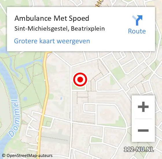 Locatie op kaart van de 112 melding: Ambulance Met Spoed Naar Sint-Michielsgestel, Beatrixplein op 30 april 2017 00:53