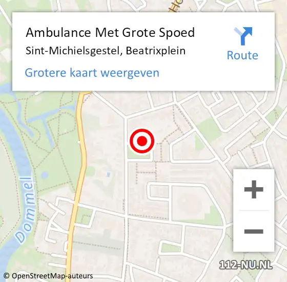 Locatie op kaart van de 112 melding: Ambulance Met Grote Spoed Naar Sint-Michielsgestel, Beatrixplein op 30 april 2017 00:58