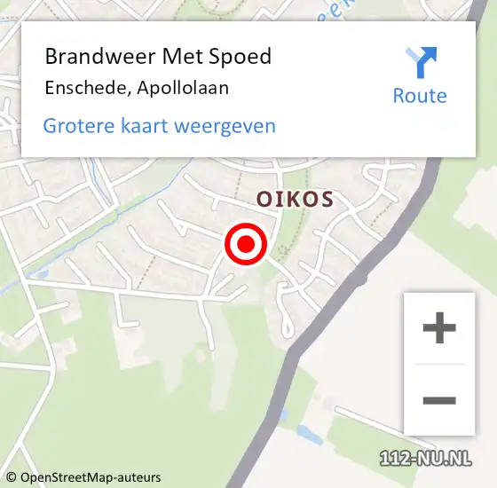 Locatie op kaart van de 112 melding: Brandweer Met Spoed Naar Enschede, Apollolaan op 30 april 2017 01:18