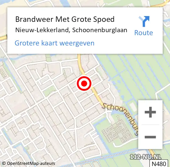 Locatie op kaart van de 112 melding: Brandweer Met Grote Spoed Naar Nieuw-Lekkerland, Schoonenburglaan op 30 april 2017 01:25