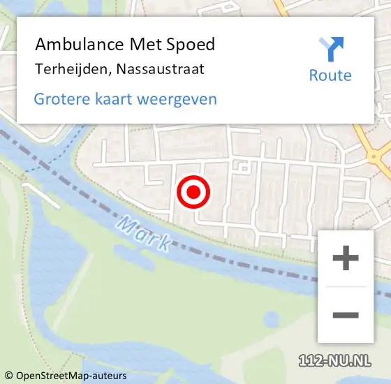 Locatie op kaart van de 112 melding: Ambulance Met Spoed Naar Terheijden, Nassaustraat op 30 april 2017 01:43