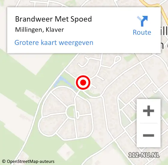 Locatie op kaart van de 112 melding: Brandweer Met Spoed Naar Millingen, Klaver op 30 april 2017 01:51