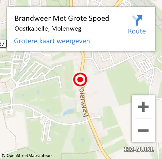 Locatie op kaart van de 112 melding: Brandweer Met Grote Spoed Naar Oostkapelle, Molenweg op 30 april 2017 02:01