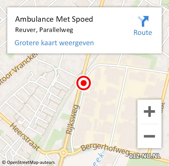 Locatie op kaart van de 112 melding: Ambulance Met Spoed Naar Reuver, Parallelweg op 30 april 2017 03:01